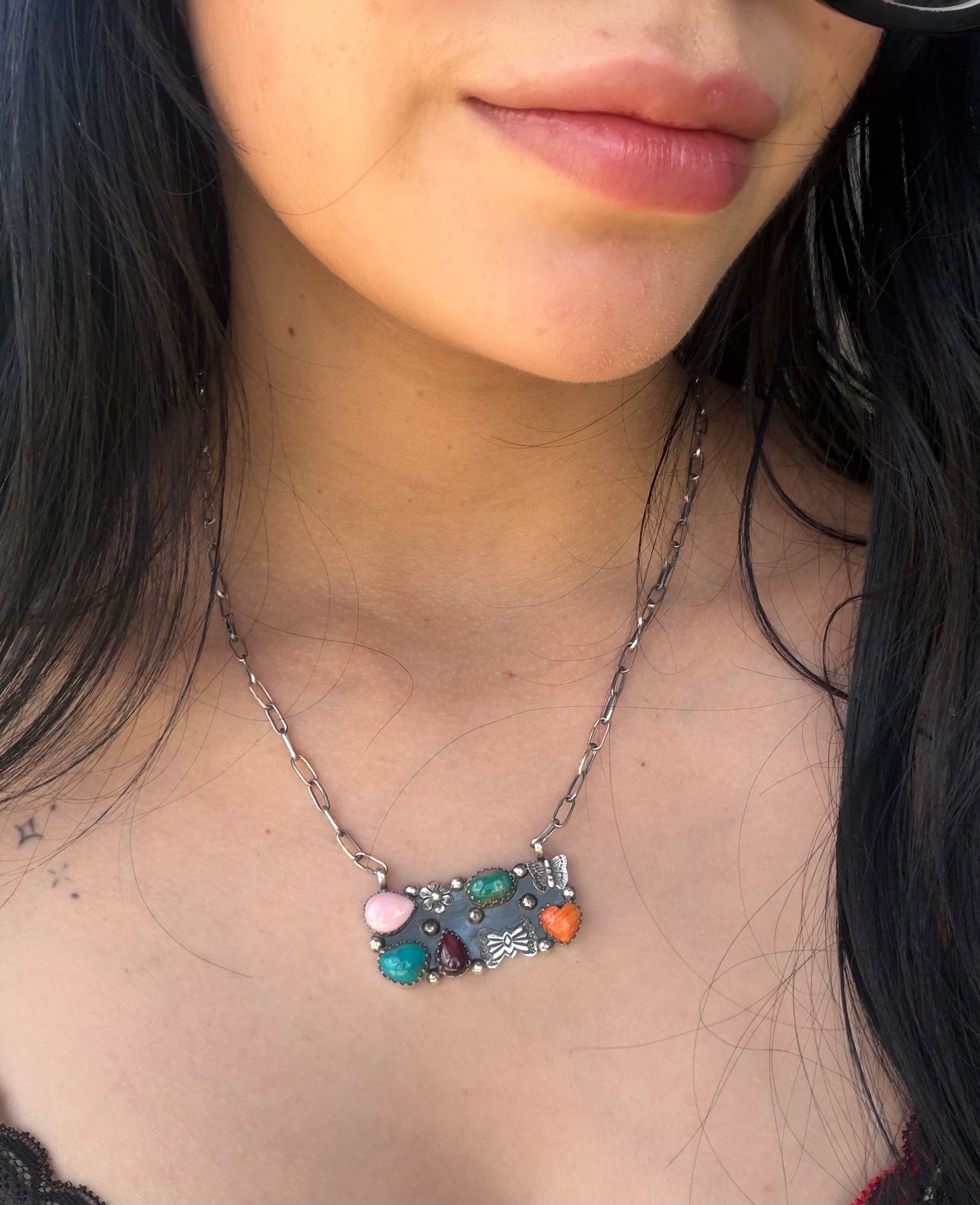 Multi stone Bar Necklace