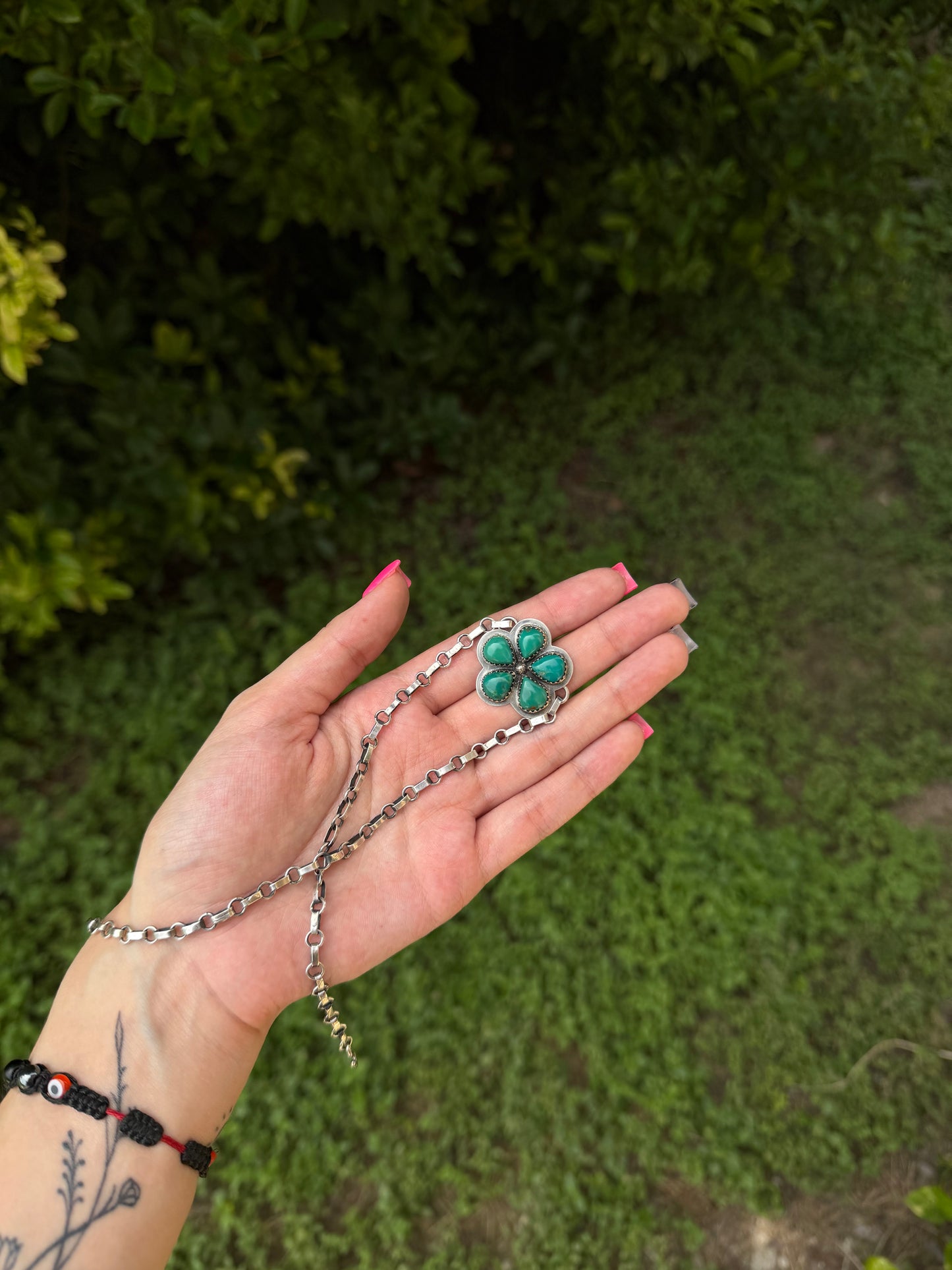 Turquoise flower choker