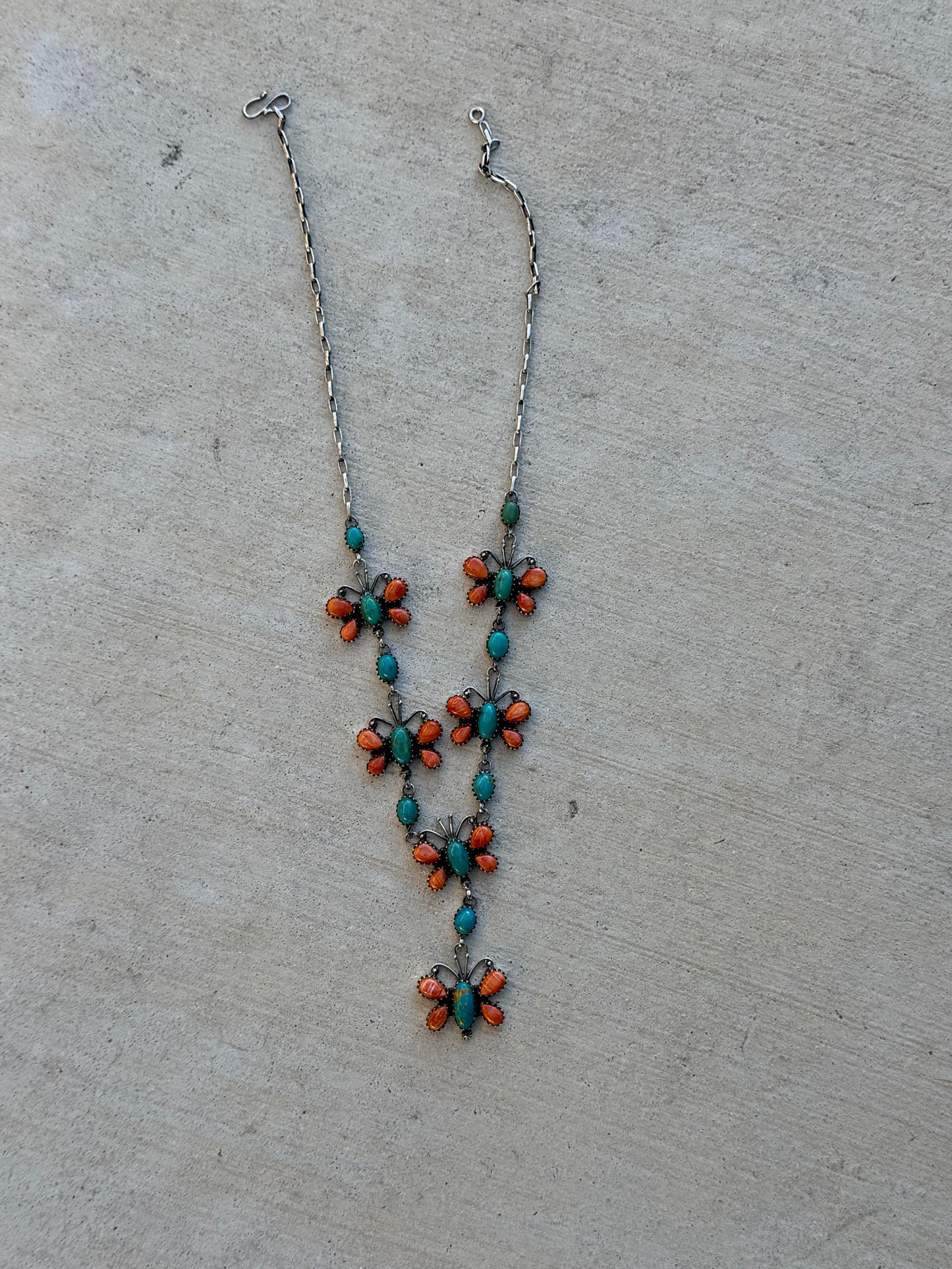 Orange spiny & turquoise butterfly statement necklace