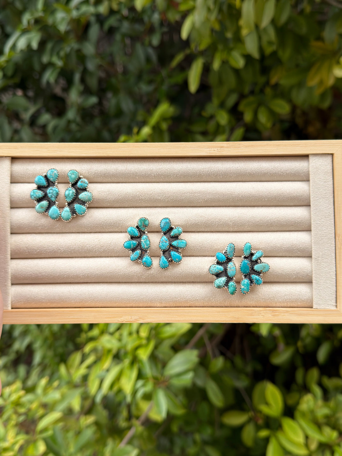 Whitewater Turquoise Half Cluster Earrings
