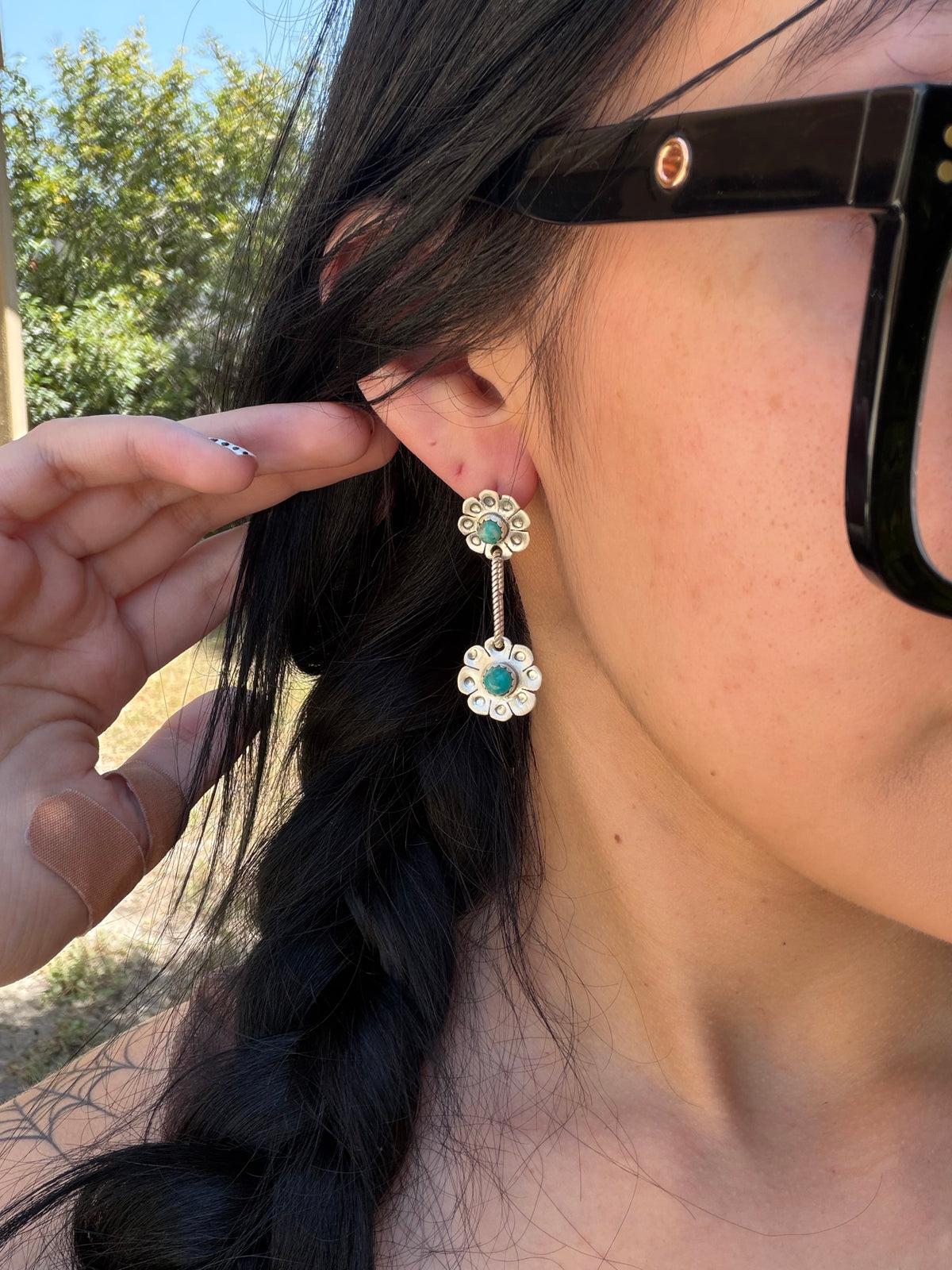 Turquoise Flower Dangle Earrings