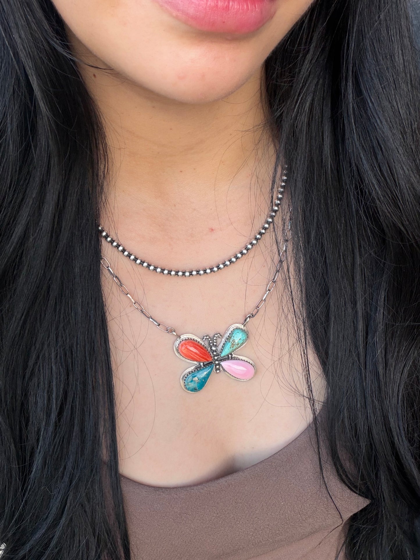 4 stone butterfly necklace