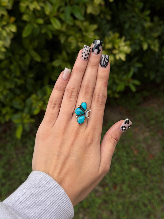 Turquoise moon ring sz 9