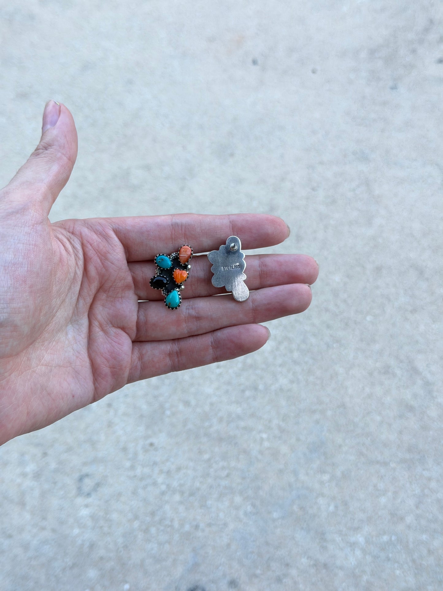 Multi stone half cluster earrings
