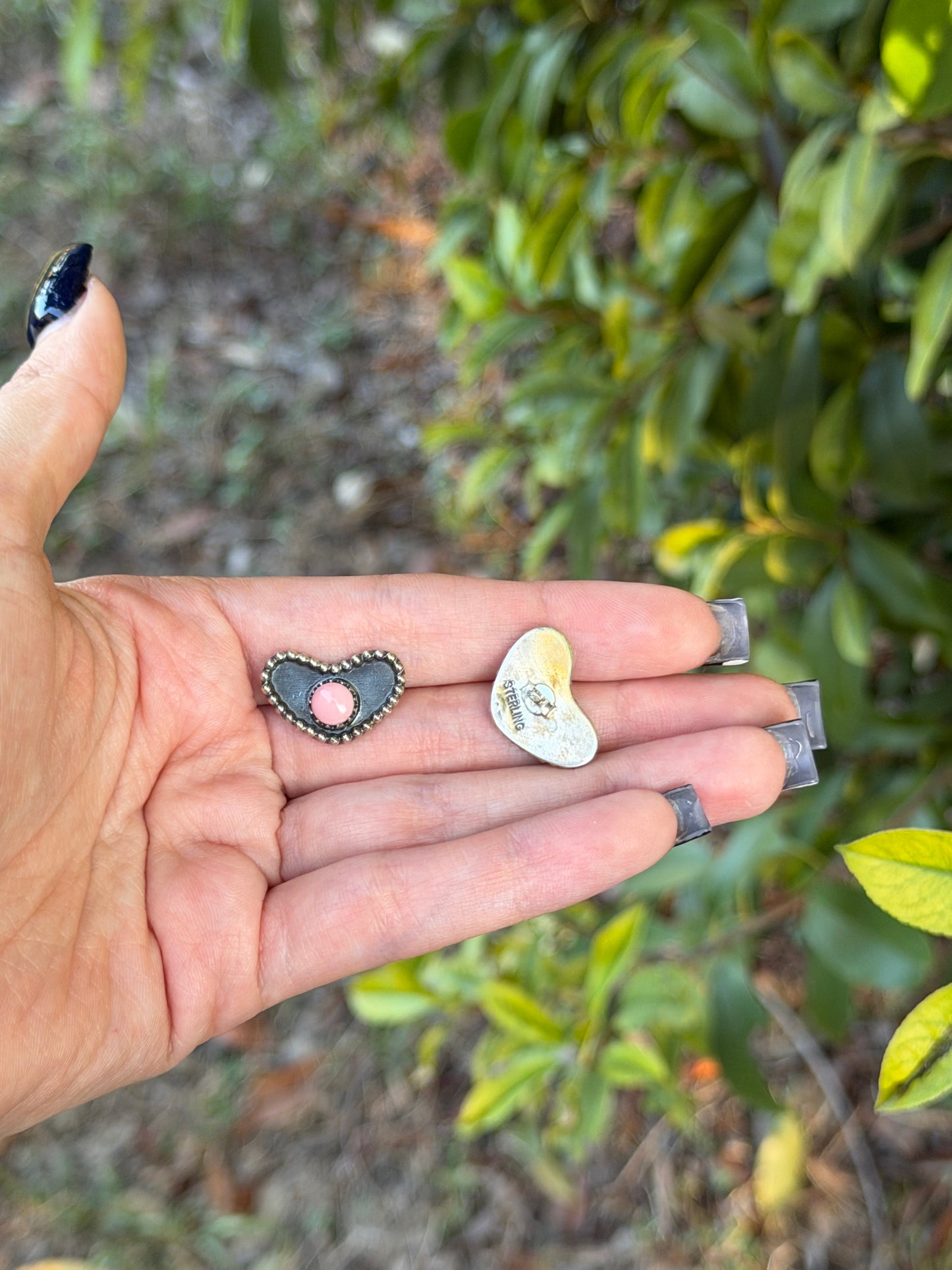 Pink conch Heart Studs
