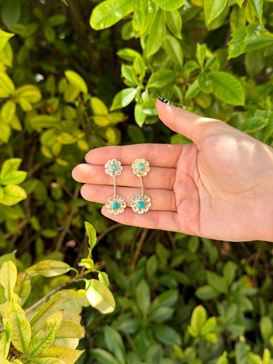 Turquoise Flower Dangle Earrings