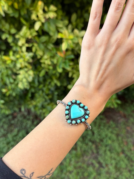 Turquoise Heart Cuff