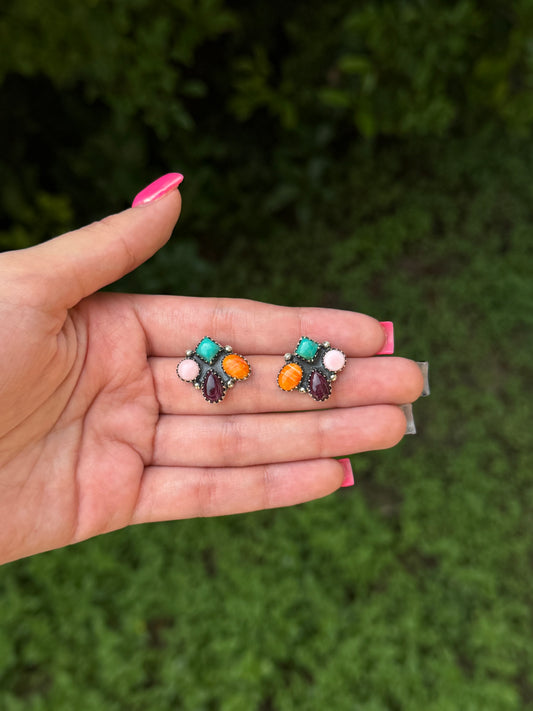 Multi stone earring studs