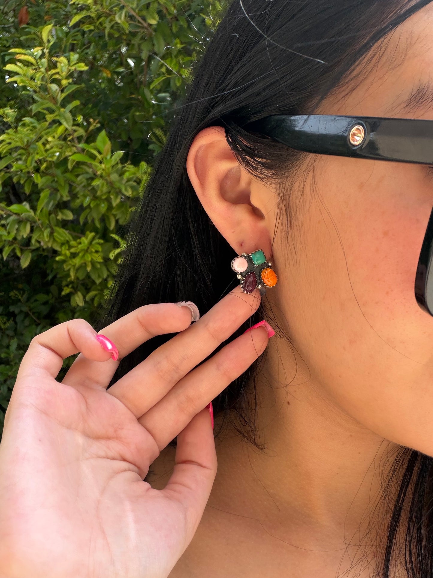 Multi stone earring studs
