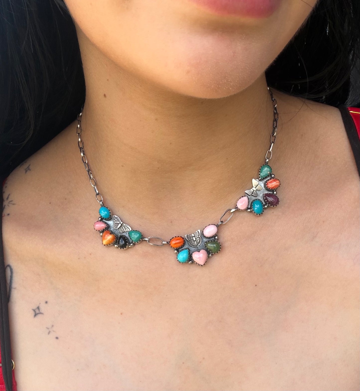 Multi stone butterfly necklace/choker