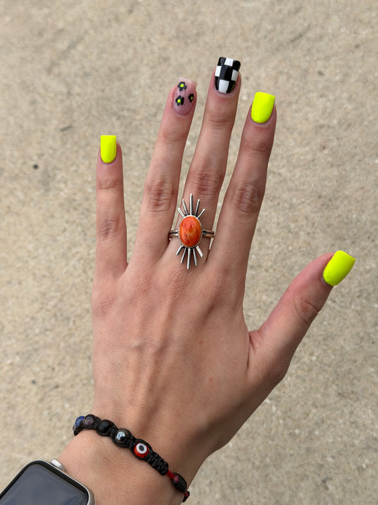 Orange Spiny Ring Sz 8