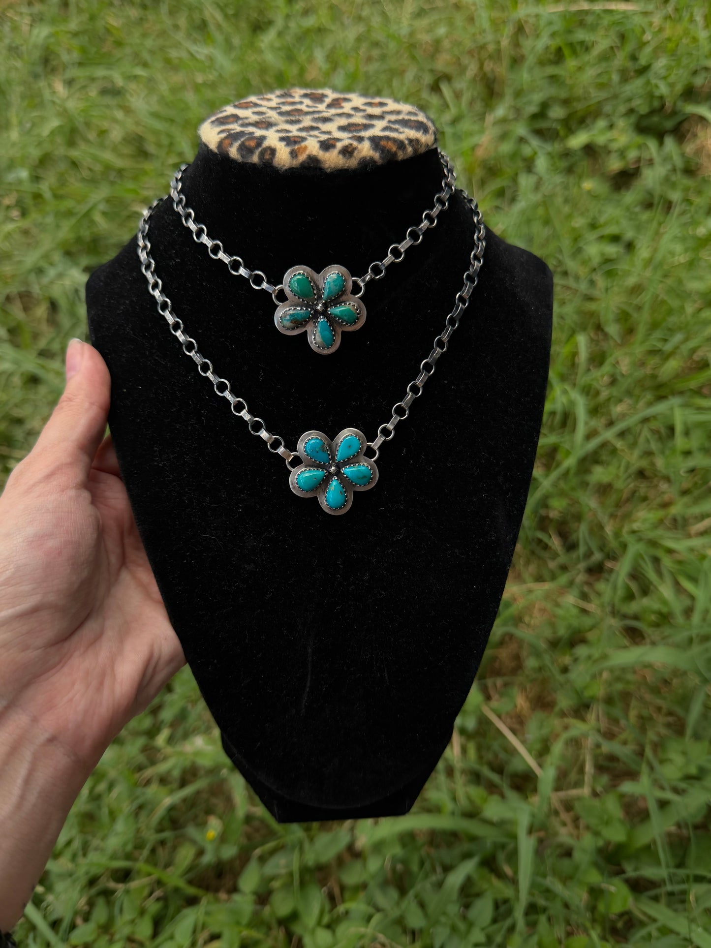 Turquoise Flower Chokers