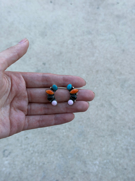 4 Multi Stone Crawler Earrings