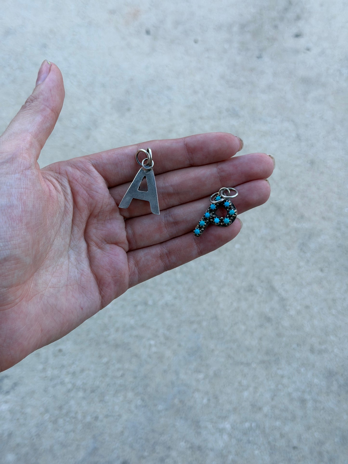 Turquoise letter pendants