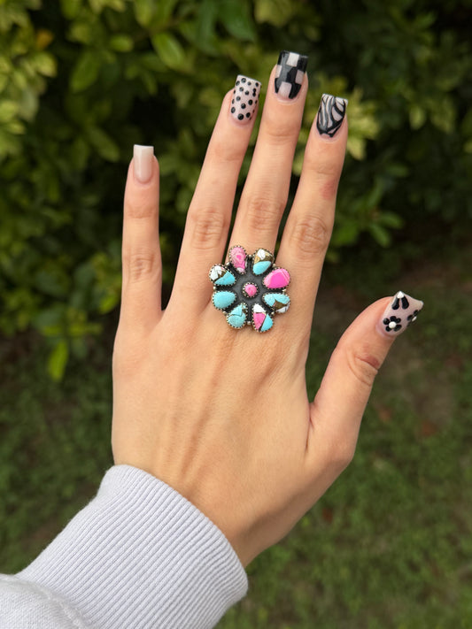 Cotton Candy cluster ring (adjustable)