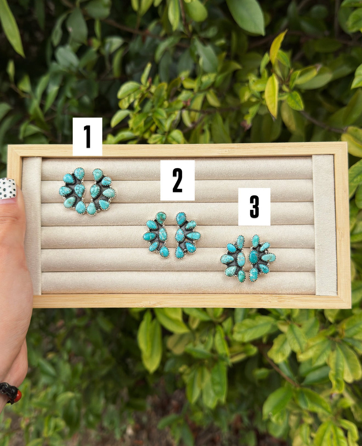 Whitewater Turquoise Half Cluster Earrings