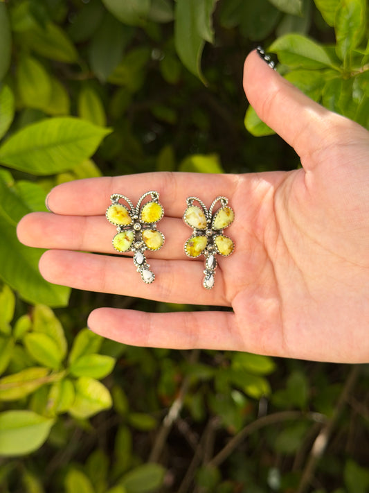 Palomino + White Buffalo butterfly earrings