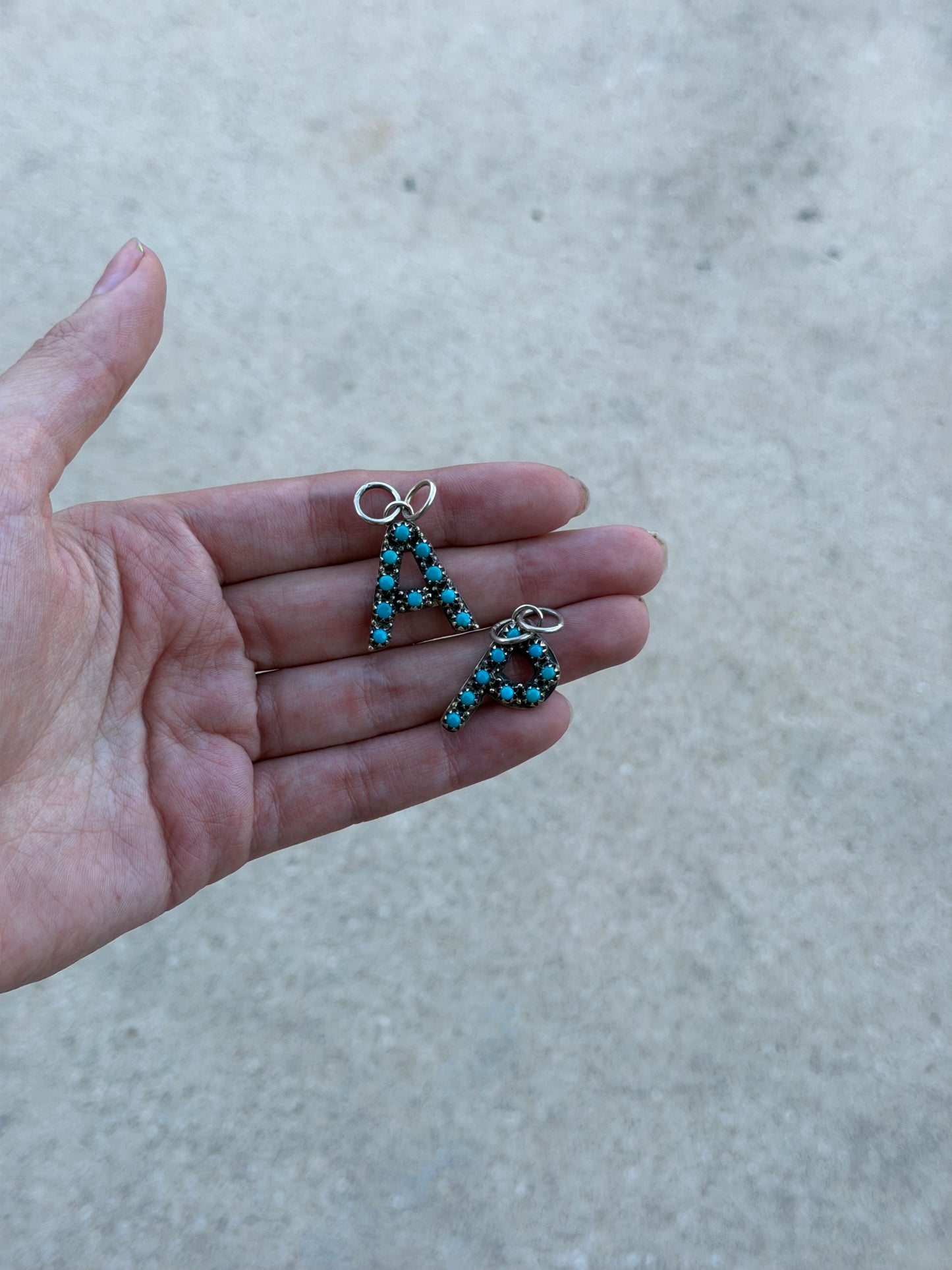 Turquoise letter pendants