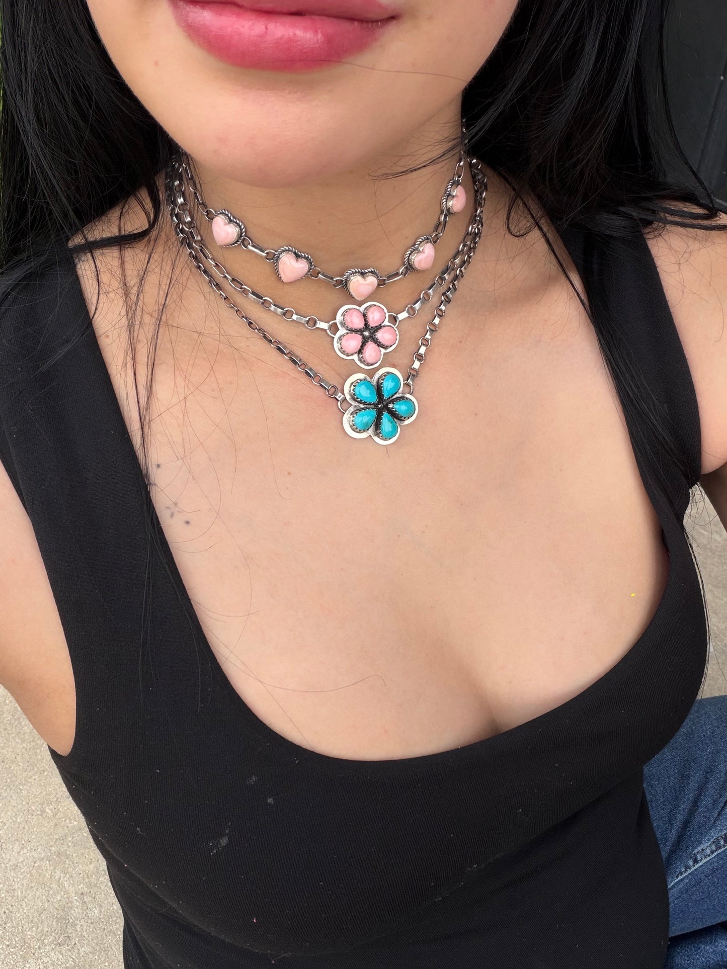 Pink Conch Flower Choker