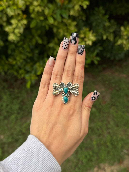 Turquoise Dragonfly Ring Sz7