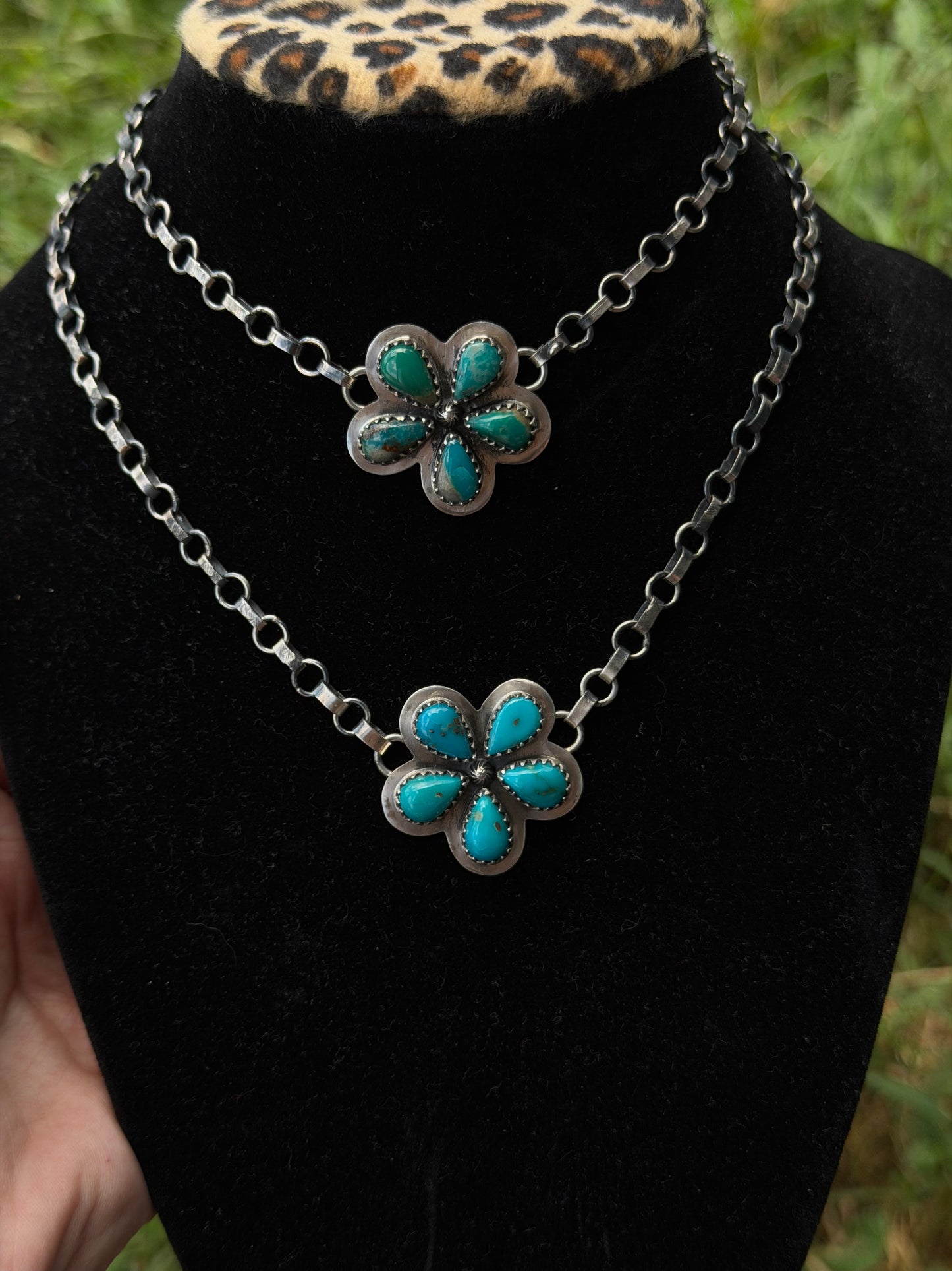 Turquoise Flower Chokers